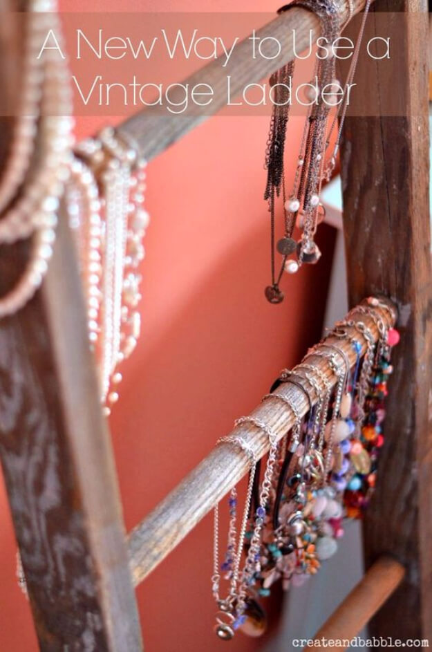 Vintage Ladder As Jewelry Holder