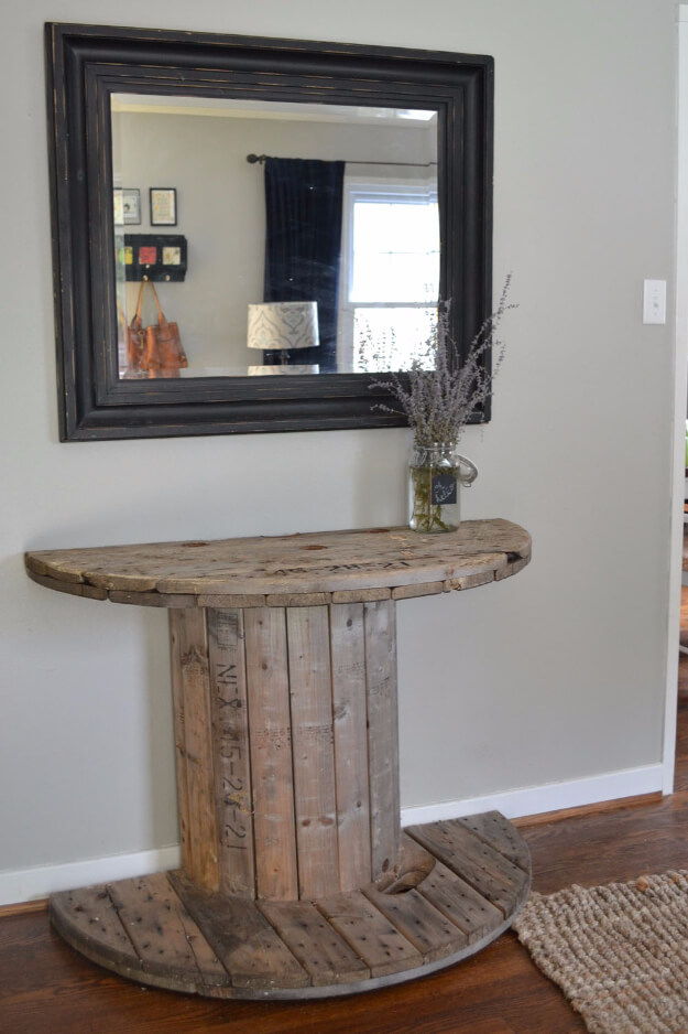 DIY Wooden Spool Console Table