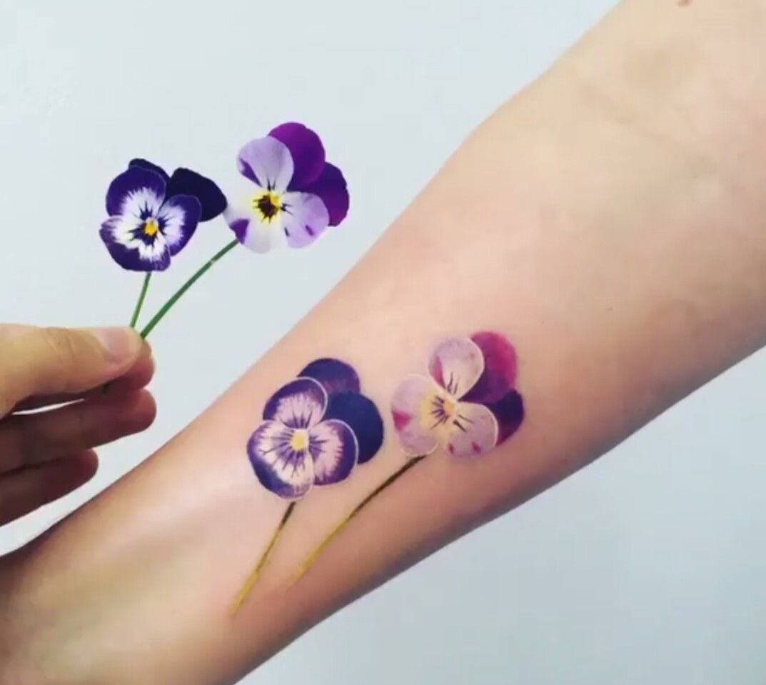 Buy Pansy Set set of 6 Colorful Flowers Tattoo  Pansies Online in India   Etsy