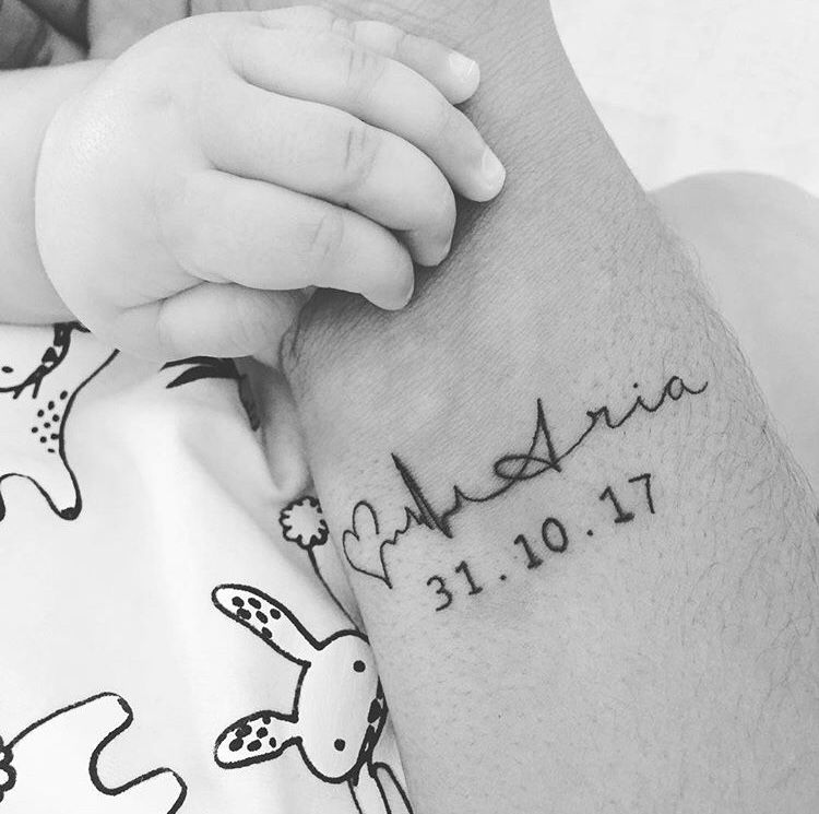 Heartbeat tattoo of a baby