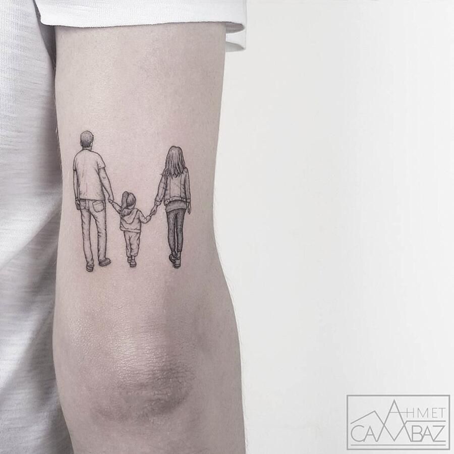 Family tattoo holding hands