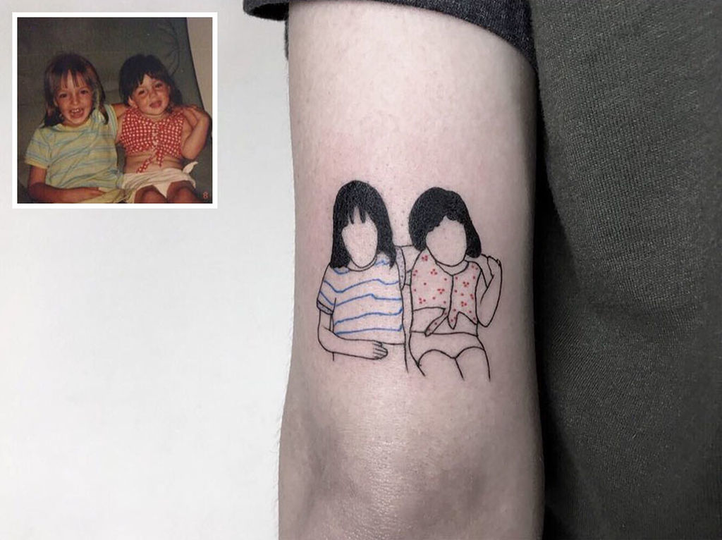 Minimalist family photo tattoo