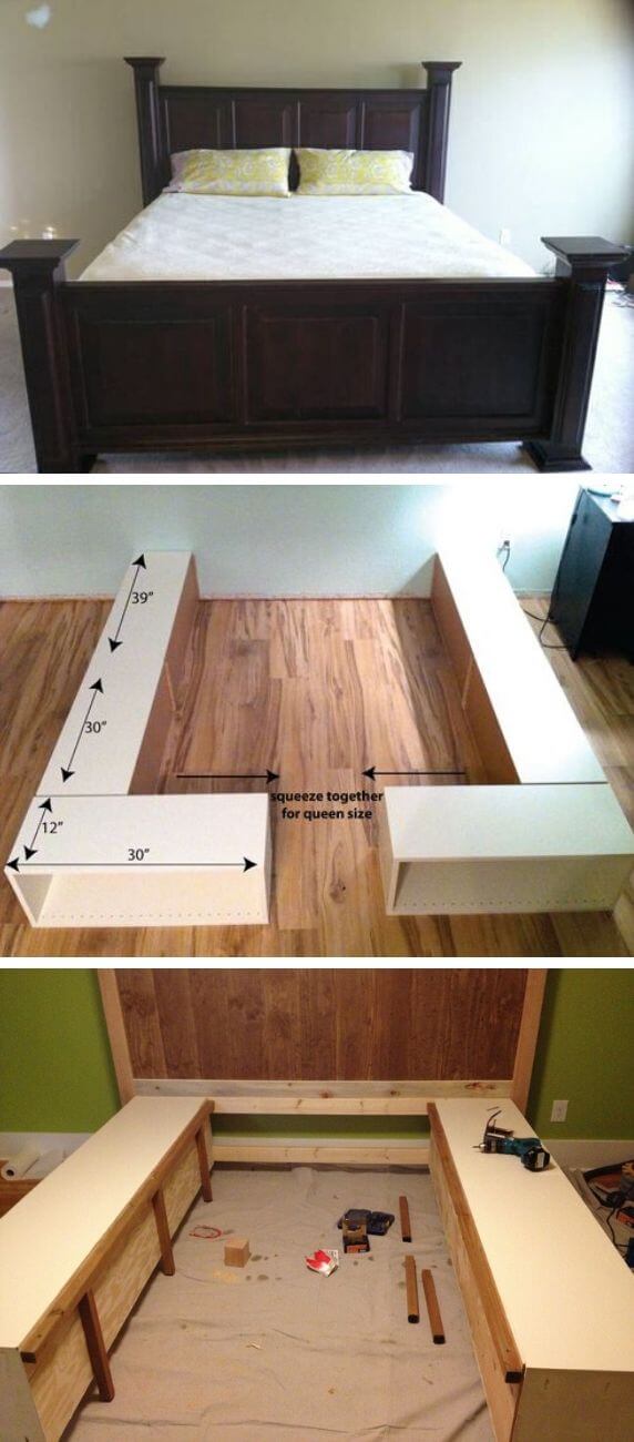 23 Clever Diy Bed Frame Ideas And, King Size Bed Frame With Drawers Plans
