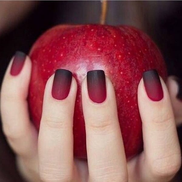 Ombre Red and Black Nail Design