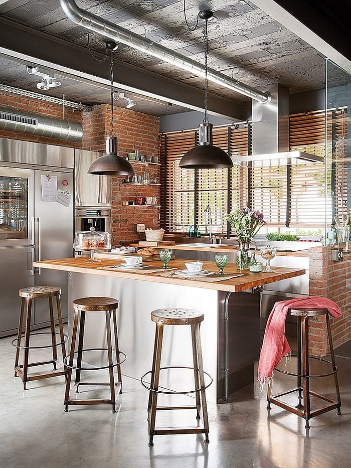 Exposed Brick Walls in the Kitchen
