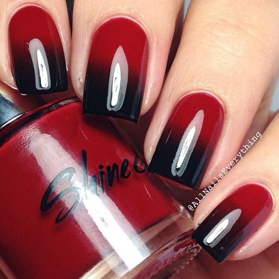 Ombre Red and Black Nail Design