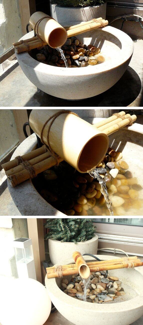 DIY bamboo water feature