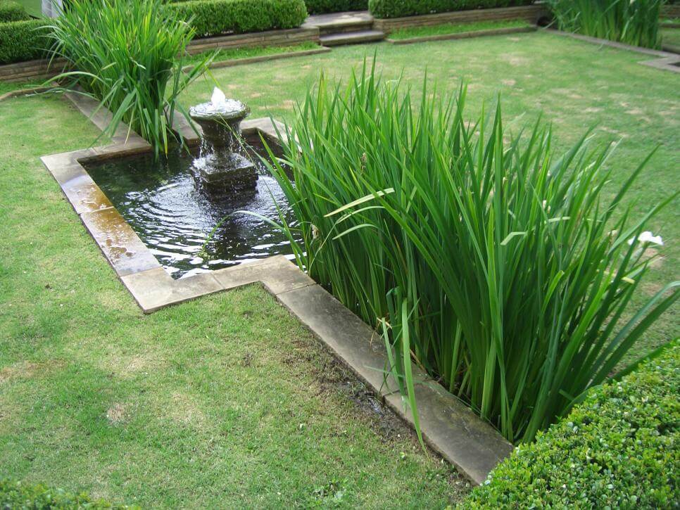 Grass-covered fountain