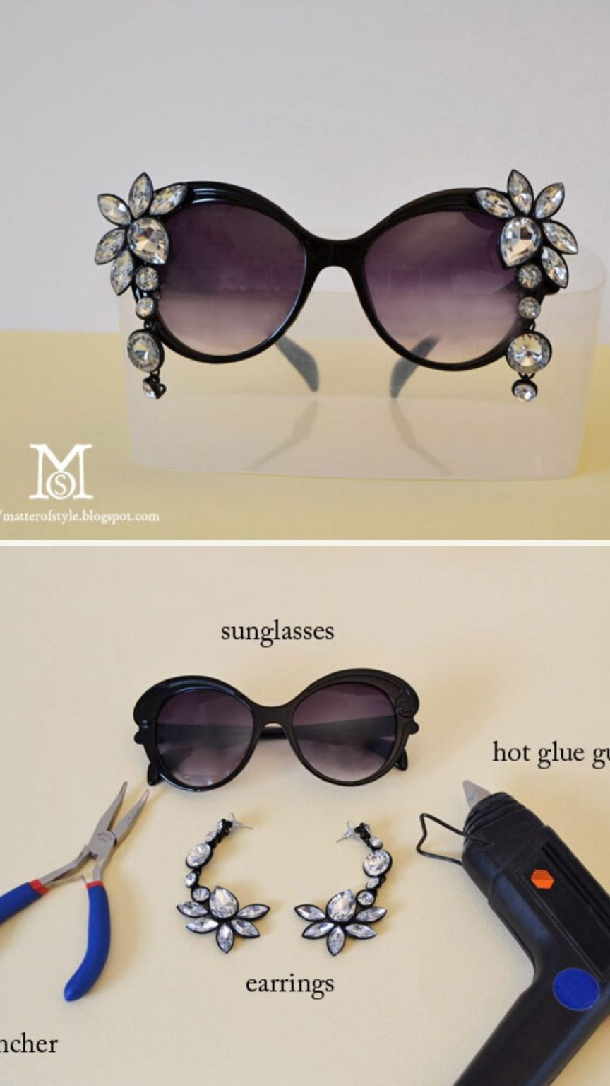 20 Creative DIY Sunglasses Makeovers Summer DIY Projects   8 Diy Sunglasses Makeover 864x1536 